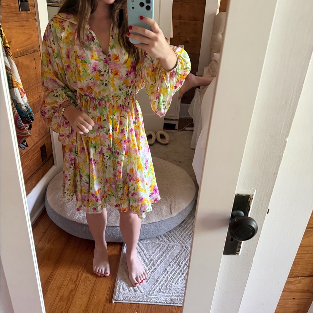Floral Yellow & Pink Mini Dress
